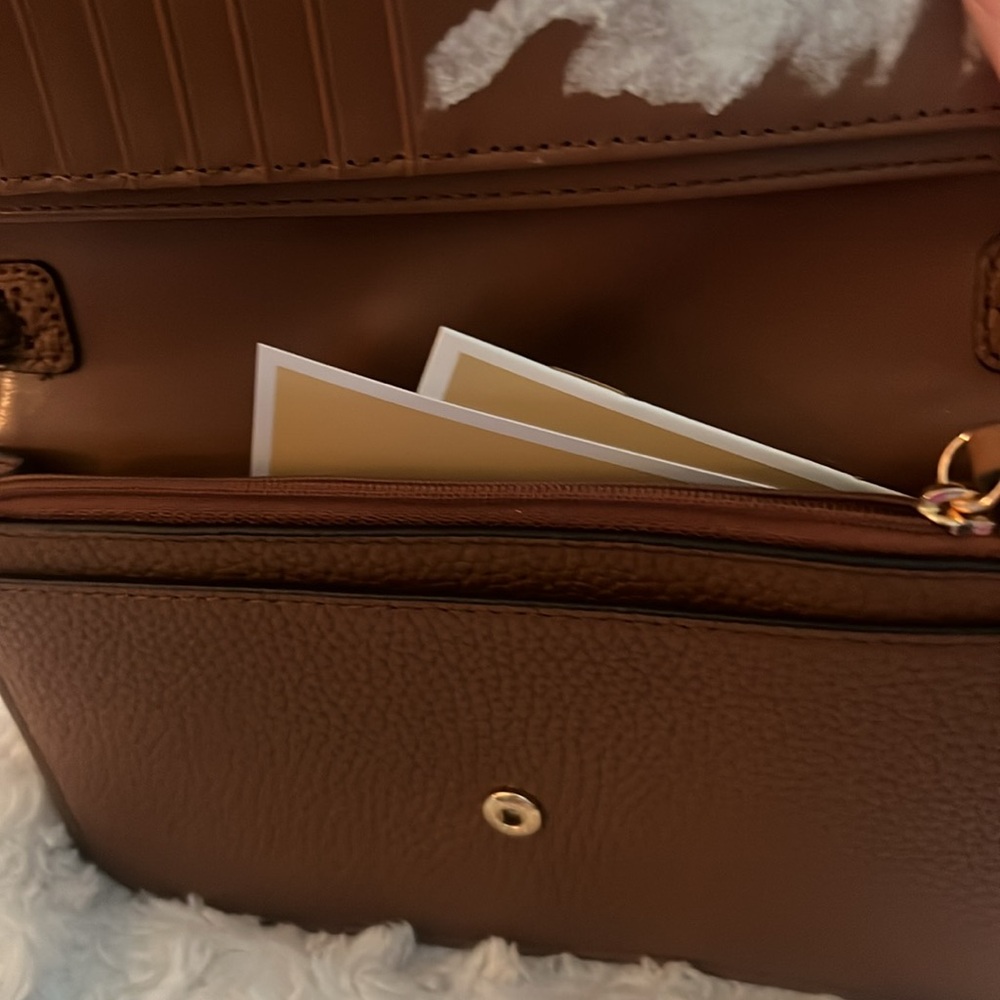 Michael Kors crossbody, tan/gold, NWT, sticker had to removed from inside. - Picture 5 of 5